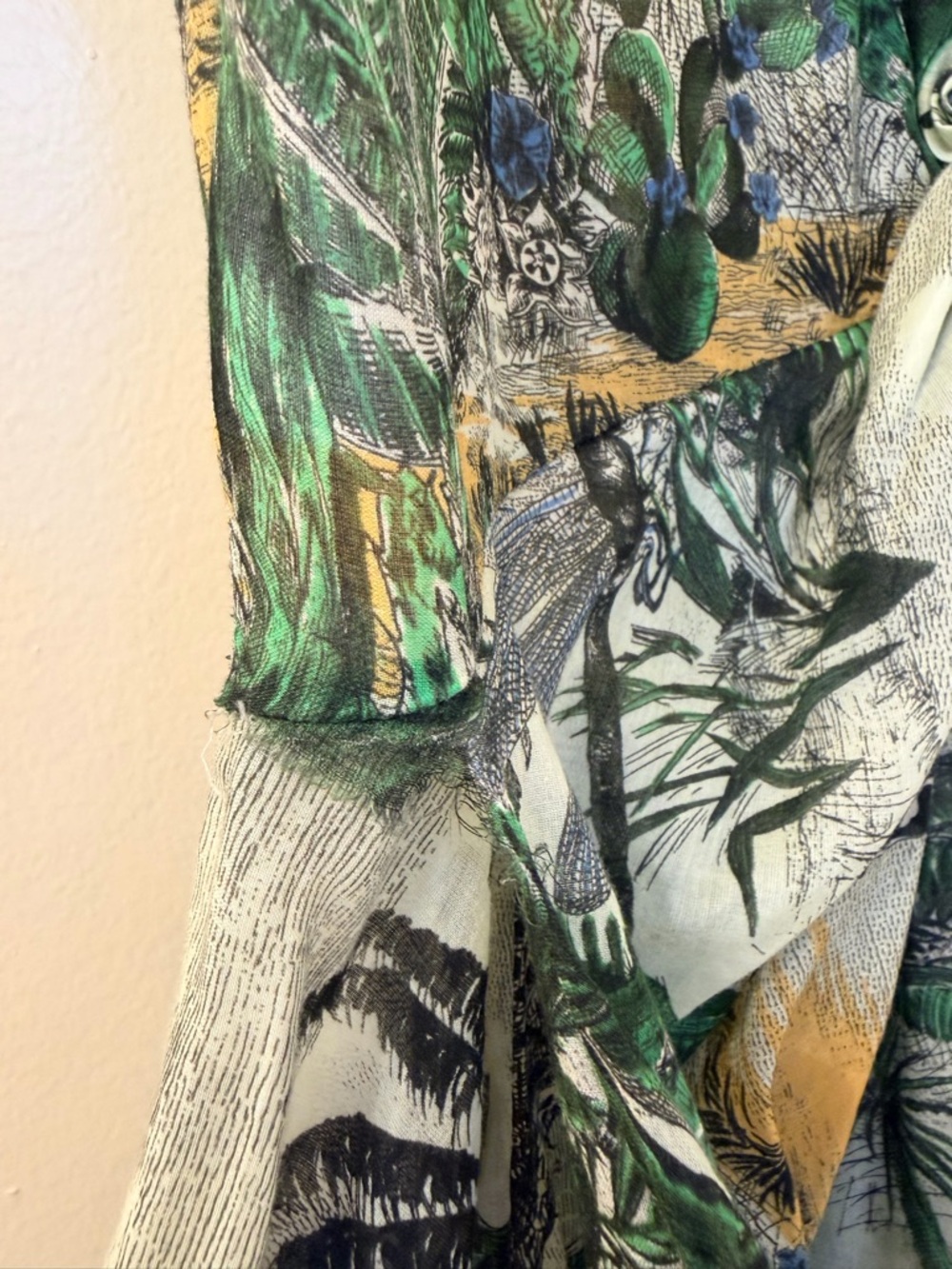 Dior Green and Black Tropical Print Collared Dress - Picture 5 of 12